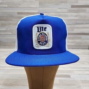 Miller Lite Beer Alcohol Trucker Mesh Hat Cap - Blue Patch NEW